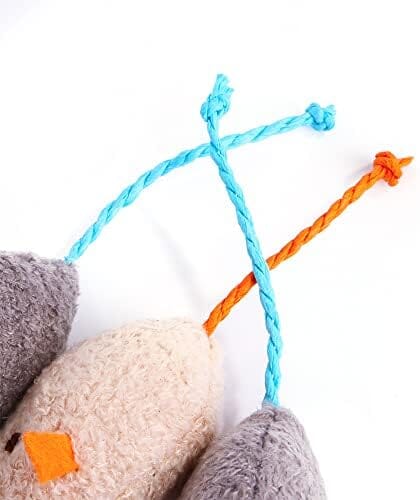 Three-Pack Plush Mouse Cat Toys with String Tails