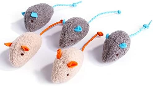 Three-Pack Plush Mouse Cat Toys with String Tails
