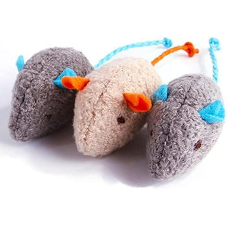 Three-Pack Plush Mouse Cat Toys with String Tails