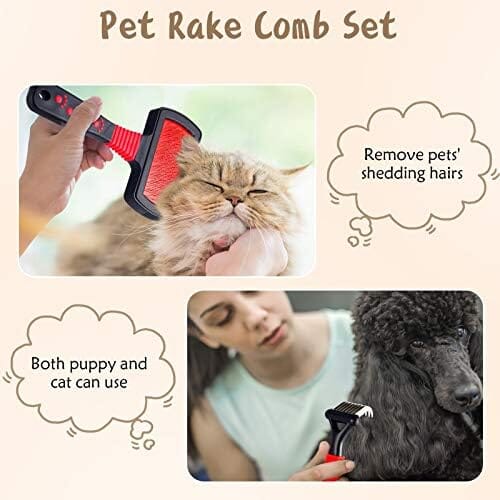 Four-Piece Pet Grooming Brush and Comb Set