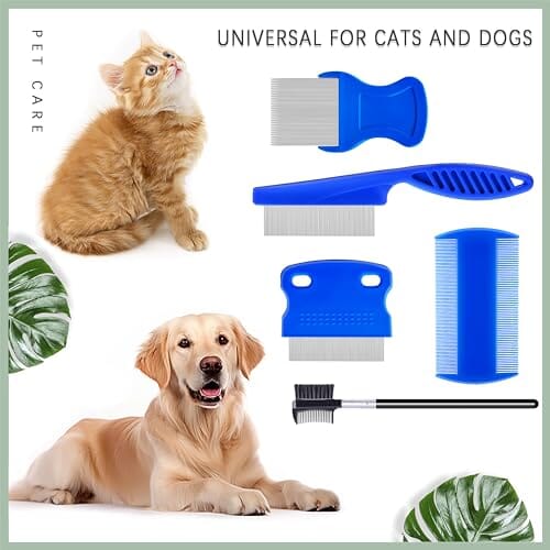Five-Piece Pet Grooming Comb and Detail Brush Set