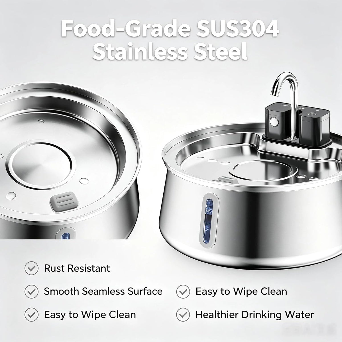 4-Liter Stainless Steel Pet Water Fountain