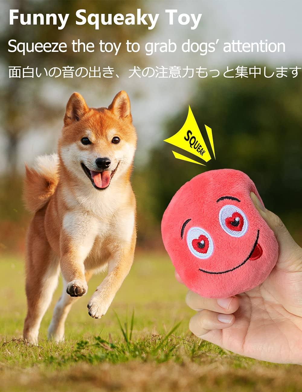 Eight-Pack Plush Squeaky Balls with Embroidered Faces