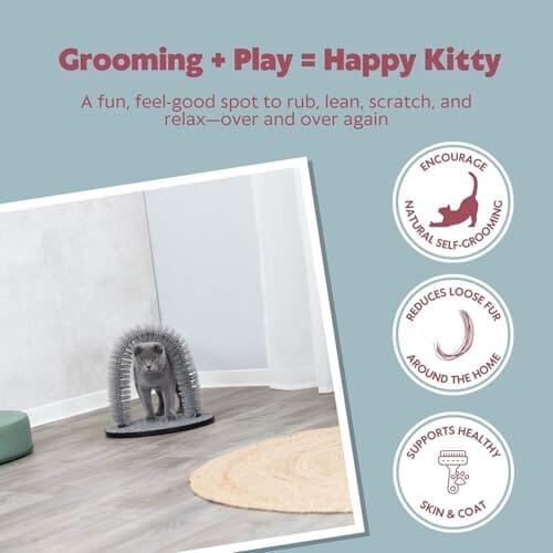 Freestanding Cat Grooming Arch with Scratching Base
